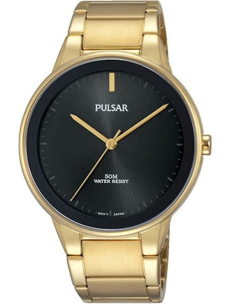 Pulsar Black Dial Quartz Watch with Matching Bracelet #PG2046