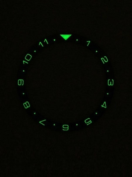 Black Ceramic Luminous (Dual-Time) Bezel Insert for Seiko SKX007, SKX009, SKX011 #C07