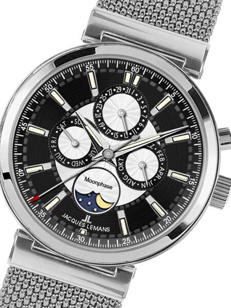 Jacques Lemans Verona Calendar Dress Watch with Moonphase Sub-Dial #1-1698D