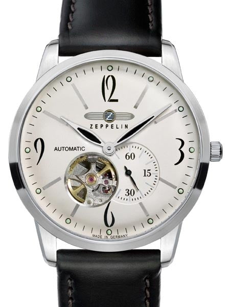 Graf Zeppelin Flatline Automatic Open-Heart Watch with Small Seconds #7360-4
