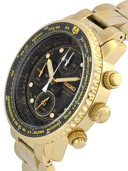 Seiko SNA414P1 Quartz Flight Chronograph Watch with Alarm Funciton