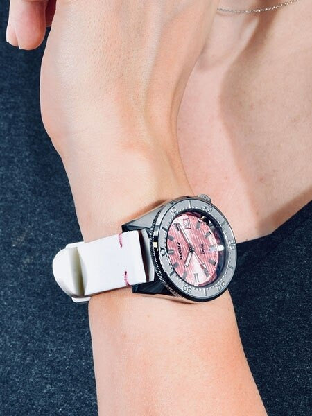 Squale 500 Meter Swiss Made Automatic Dive Watch with Pink Wave Dial  #1521-PK
