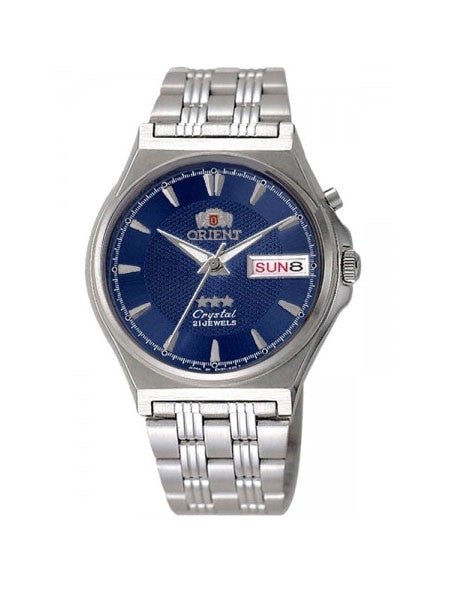 Orient Automatic Watch with Textured Blue Dial and Bracelet #EM5M010D