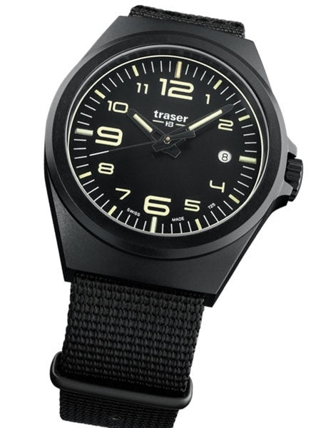 Traser P59 Essential M Black Dial Watch w/Trigalight + SuperLuminova #108218