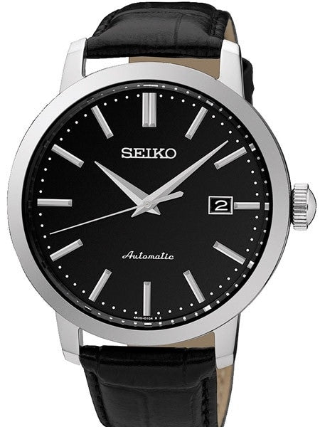 稼働品 SEIKO 4R35-00Z0/SRPA27K1 機械式 Seiko Black Dial Automatic Dress Watch with 42mm Case, Leather