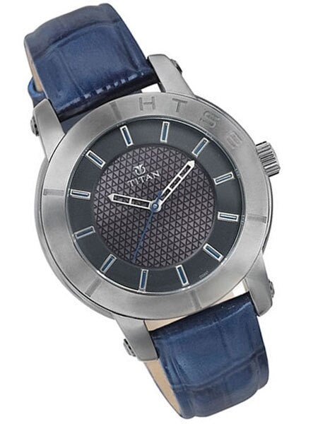 Titan HTSE Ladies Solar Powered Quartz Watch with Blue Hour Markers and a Leather Strap #2526QL02