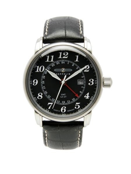 Scratch and Dent - Graf Zeppelin Dual Time, GMT Watch  with Red 24-hr Hand. #7642-2