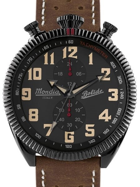 Mondia Vintage-Style Quartz Chronograph Watch, 24-Hour Sub-Dial #MI782BK-01BK-CP