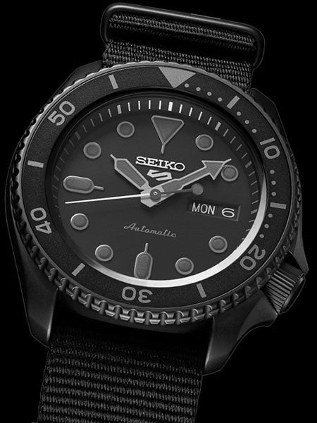 Seiko 5 Sports 24-Jewel Automatic Watch with Black Dial and Black PVD Case #SRPD79