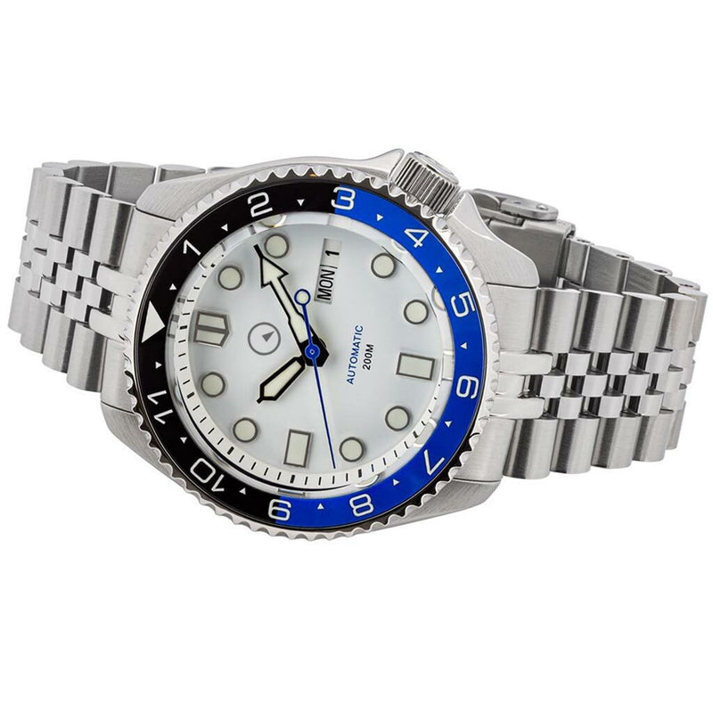 Islander Automatic Dive Watch with AR Sapphire Crystal, Dual-Time Luminous "Batman" Bezel Insert #ISL-86