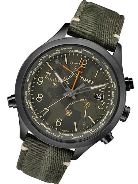 Timex 43mm Waterbury Quartz World Time Watch with INDIGLO Night-Light #TW2R43200VQ