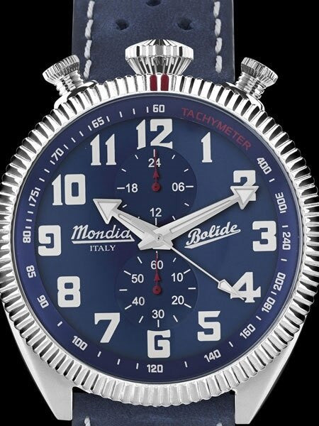 Mondia Vintage-Style Quartz Chronograph Watch, 24-Hour Sub-Dial #MI782SS-02BL-CP
