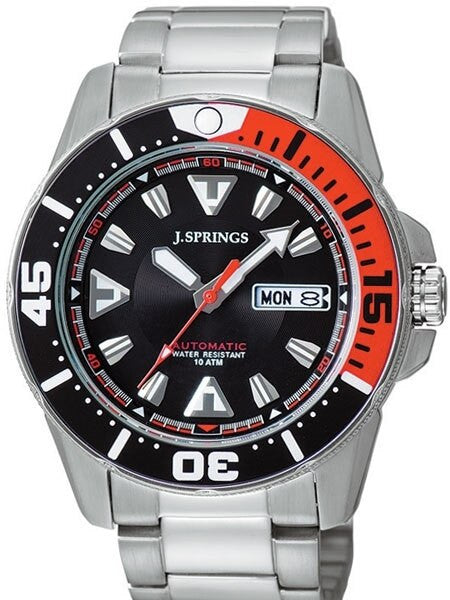 J. Springs Automatic 21-Jewel Sport Dive Watch with Day and Date, Black Dial #BEB077
