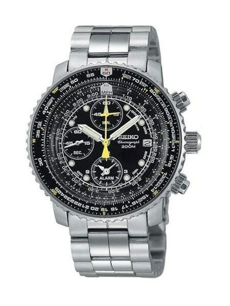 Scratch and Dent - Seiko SNA411P1 Quartz Flightmaster Chronograph Watch plus Alarm Function