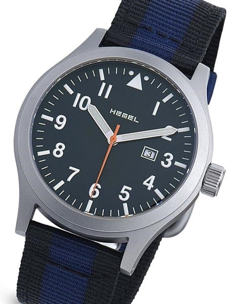 HEMEL Ten36 Swiss ETA Quartz Field Watch with Matte Black Dial and Sapphire Crystal #HM7