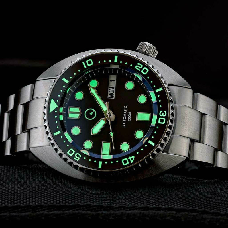 Islander Black Dial Automatic Dive Watch with AR Sapphire Crystal, and Luminous Ceramic Bezel Insert #ISL-71