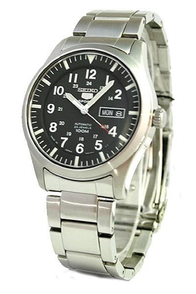 SCRATCH AND DENT - Seiko Military Black Dial Automatic Watch with 40mm Case, and SS Bracelet  #SNZG13K1