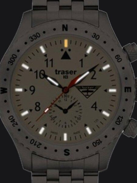 Traser Jungmann Aviator Chronograph Watch with Sapphire Crystal, 12-hour Totalizer #100372