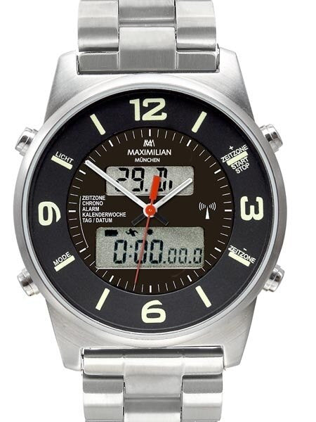 Maximilian Radio Controlled, Analog Digital Chronograph GMT, Alarm Watch #5402M-3