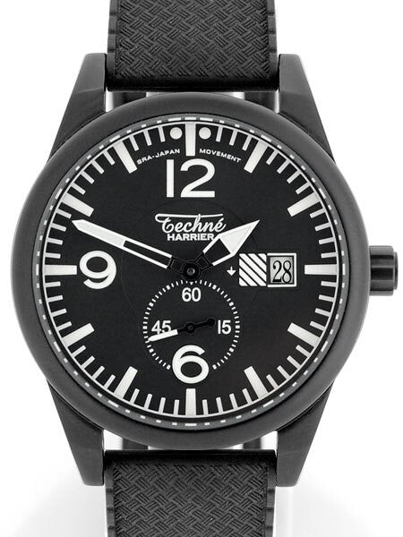 Techne Harrier Aviator Quartz Watch with 41mm Black Aluminium Case  #386.181