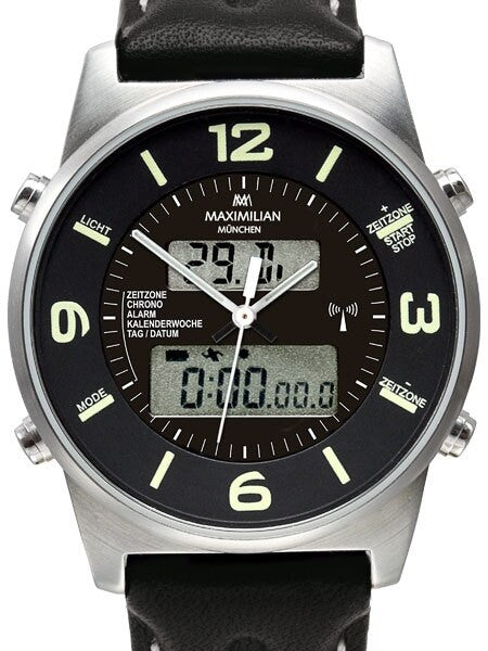 Maximilian Radio Controlled, Analog Digital Chronograph GMT, Alarm Watch #5402-2
