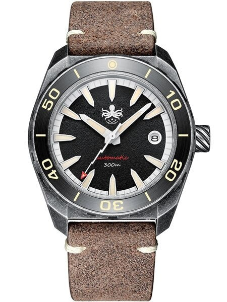 PHOIBOS Black Proteus 300-Meter Automatic Dive Watch with AR Double Dome Sapphire Crystal #PY028C