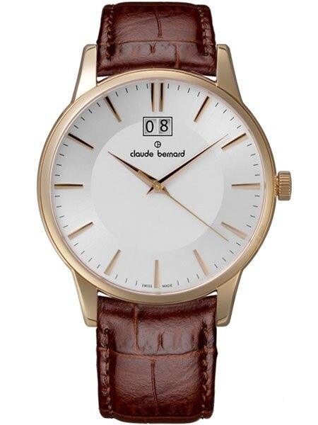 Claude Bernard Elegant and Thin Big Date Quartz Dress Watch #63003-37R-AIR