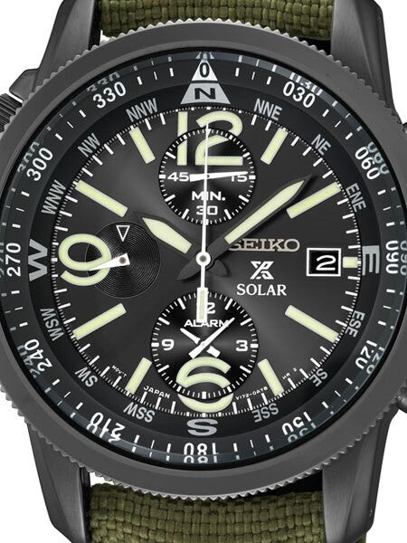 Seiko Prospex Solar Powered Chronograph with 60-Minute Stopwatch and Alarm #SSC295