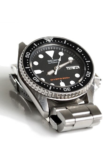 Seiko Black Automatic Dive Watch with Stainless Steel Bracelet #SKX013K2