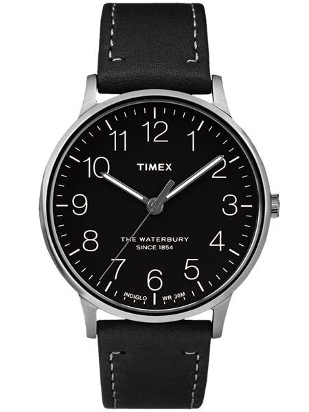Timex 40mm Waterbury Quartz Watch with Black Dial and INDIGLO Night-Light #TW2R25500ZA