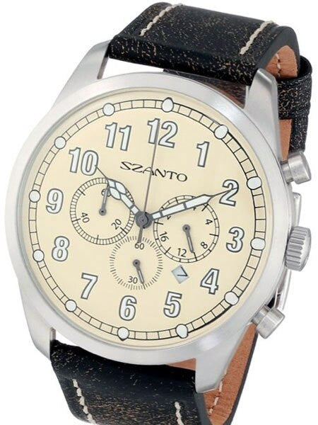 Szanto 46mm Stainless Steel, Vintage Inspired Chronograph Watch, 24-Hr Sub-Dial #2002