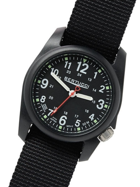 Bertucci DX3 Field Poly Resin Watch, Black Nylon Strap, Black Dial - 11015