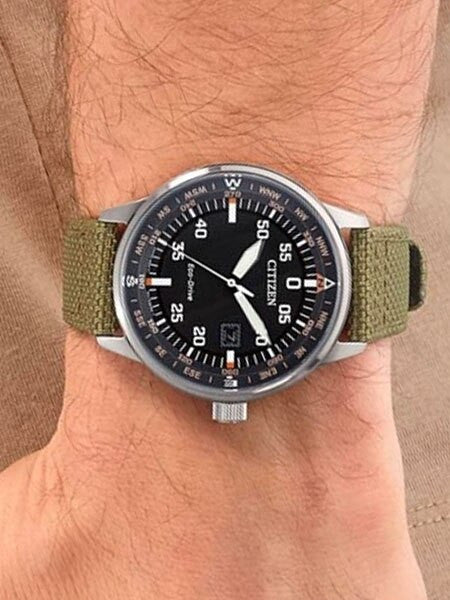 Citizen Eco-Drive Black Type B Dial Pilot Watch with Compass Markings #BM7390-14E