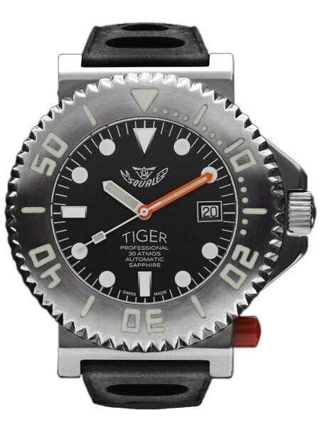 Scratch and Dent - Squale Tiger, Limited Edition Swiss Automatic 300 Meter Dive watch with Locking Bezel #Tiger-Black