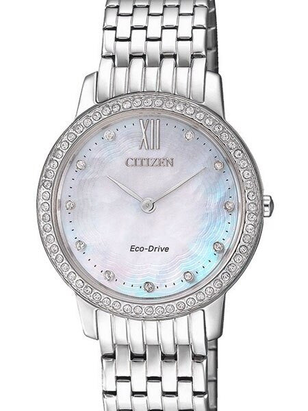 Citizen Ladies Eco-Drive Watch with MOP Dial and Swarovski Crystals #EX1480-82D