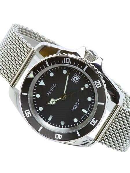 Aristo Maritime Swiss Automatic Watch with 42mm Case and Polished Mesh Bracelet #4H130
