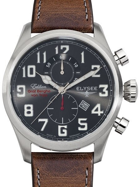 Elysee 46mm Kerpen Quartz Chronograph Watch with 60-minute Stopwatch and Sapphire Crystal #38008