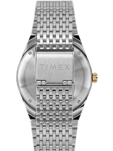 Timex Q 38mm Quartz Reissue Watch with Blue Dial and Stainless
