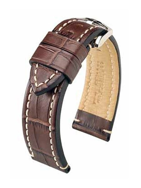Hirsch Knight Brown Alligator Embossed Leather Watch Strap #109028-10