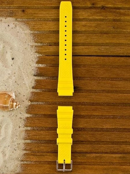 Squale 1521 OEM 20mm Yellow Natural Rubber Dive Watch Strap #1521-YL
