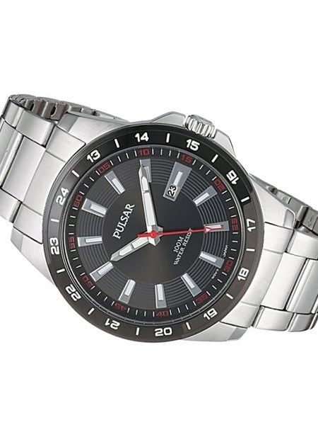 Pulsar Quartz Sport Watch with 46mm Case and Black Dial #PH9055X