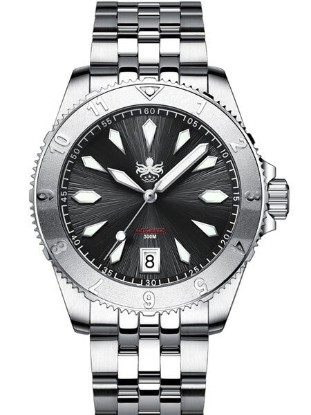 PHOIBOS Black Voyager 2.0 Automatic Dive Watch with Double Dome AR Sapphire Crystal #PY026C