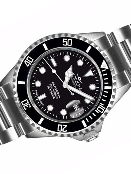 Mondia Swiss Automatic Dive Watch with Black Dial #MS-213-SSBK-BK-OCM