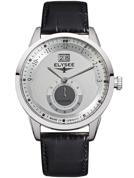 Elysee 41mm Mestor Swiss Quartz Dress Watch with Big Date and Sapphire Crystal #17002