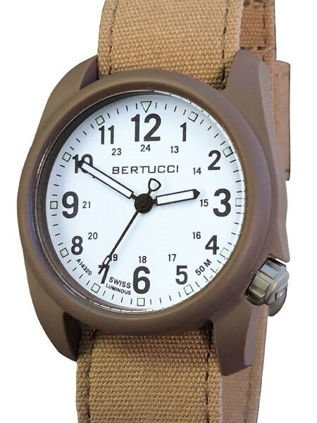 Bertucci DX3 Canvas Polycarbonate Unibody Watch, Sahara Comfort Band, White Dial - 11088