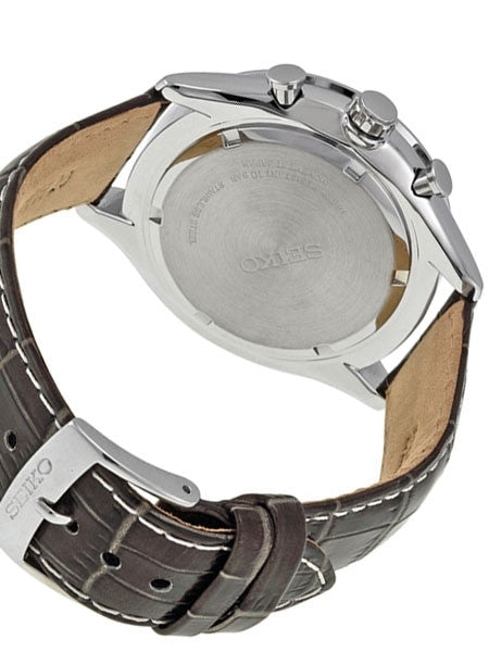 Seiko Quartz Chronograph with 24-Hr Sub-Dial and Blue Hands #SPC155
