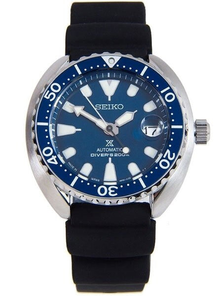 Seiko Baby Turtle Prospex Automatic Dive Watch with Blue Dial and Silicone Dive Strap #SRPC39J1