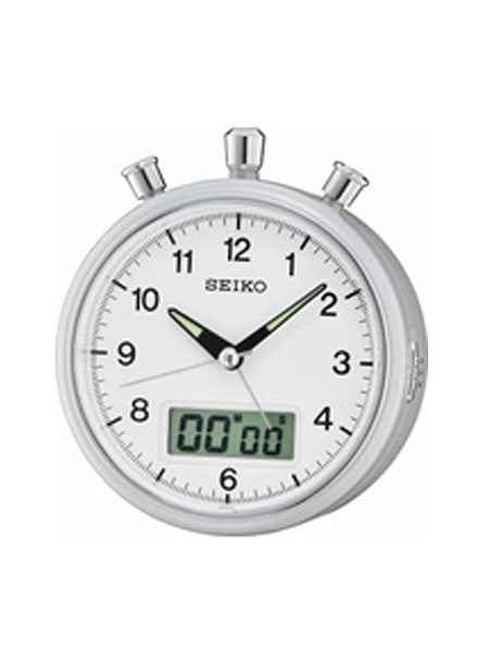 Seiko Alarm Clock and Stopwatch with Quiet-Sweep Second Hand #QHE114SLH