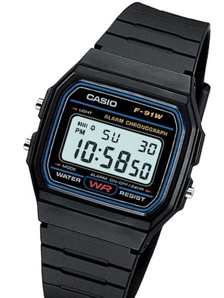 Casio Men's Classic Black Digital Resin Strap Watch #F-91W-1