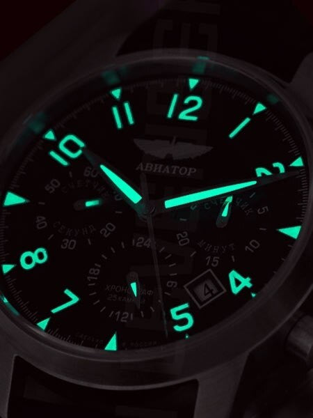 Aviator 42mm Mechanical, Hand Wind Chronograph with 24-Hour Sub-Dial